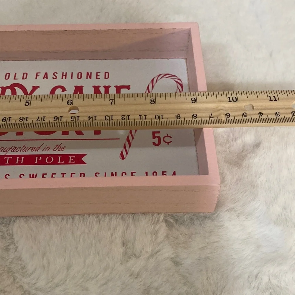 Target BP 2019 Christmas Tabletop Candy Cane Factory Sign with Pink Frame